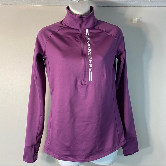 Under Armour Women Size Small 1/2 Zip Long Sleeve Thumbholes Purple - Picture 1 of 7